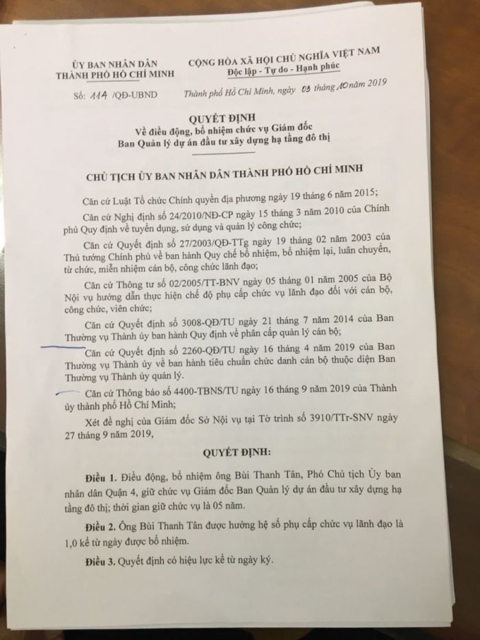 TP.Hồ Chí Minh: Dấu hiệu “lạm quyền” khi ký liên tiếp các quyết định bổ nhiệm của ông Phó giám đốc